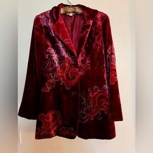🪻Velveteen Blazer by Coldwater Creek Burgundy wine with Purple Accents